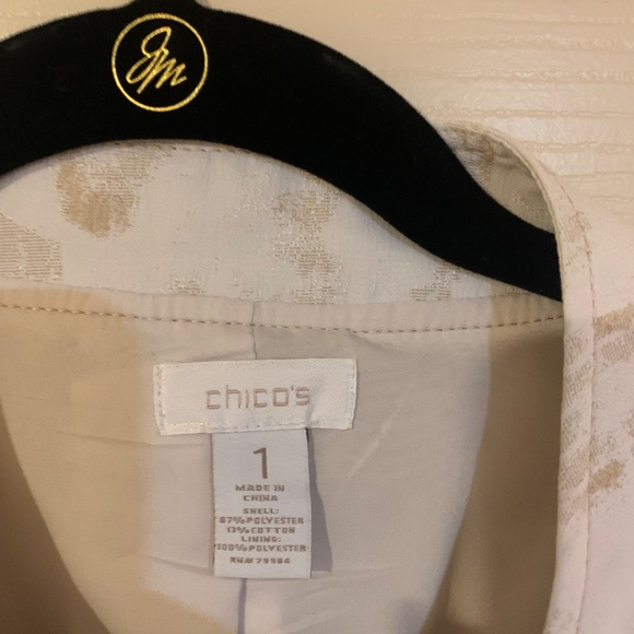 Chico’s Ivory/Tan Open Front Lined Jacket sz 1 - Picture 4 of 6